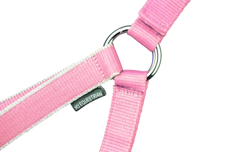 Hy Equestrian Synergy Head Collar and Lead Rope - Rose/Silver-1